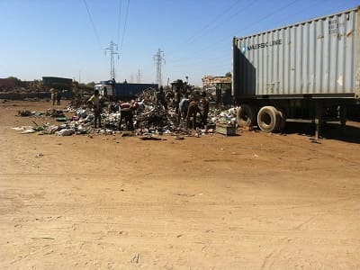 Scrapyard facility visit in Benin during West African steel market assessment