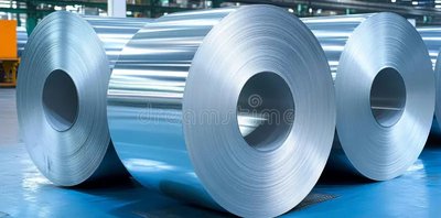 Steel coils in manufacturing facility