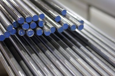 Steel bar products with blue protective caps