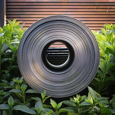 Cold-rolled steel coil nestled in green foliage — representing the emerging market for premium-price green steel