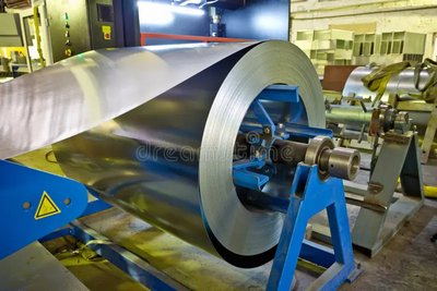 Steel coil on processing line