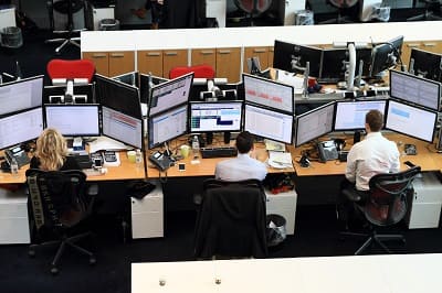 Trading desk showing steel price data
